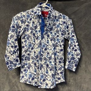 Elie Balleh blue paisley button down - size 7